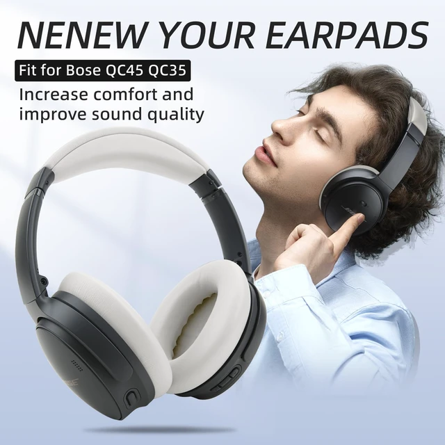 Alt view image 2 of 7 - Replacement Earpads and Headband Pad Compatible with Bose QC35 QC45 Waterproof and Sweat-Resistant (Beige)