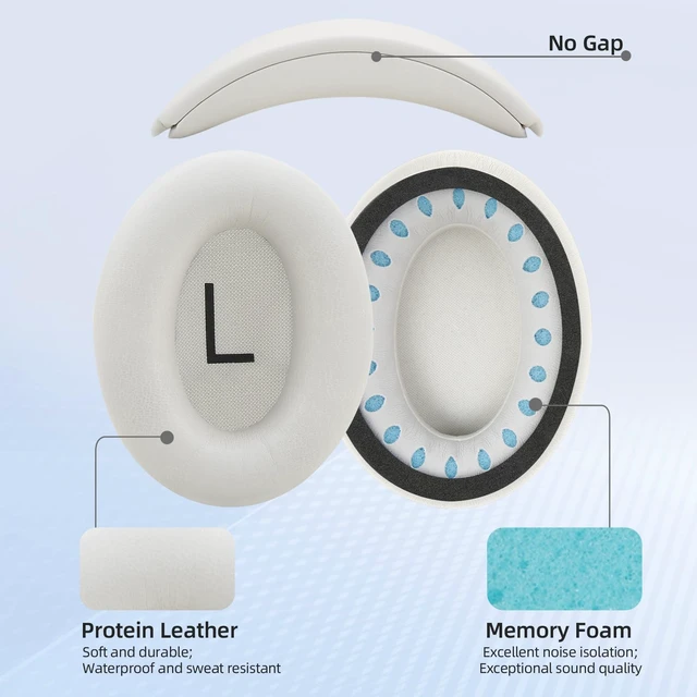 Alt view image 3 of 7 - Replacement Earpads and Headband Pad Compatible with Bose QC35 QC45 Waterproof and Sweat-Resistant (Beige)