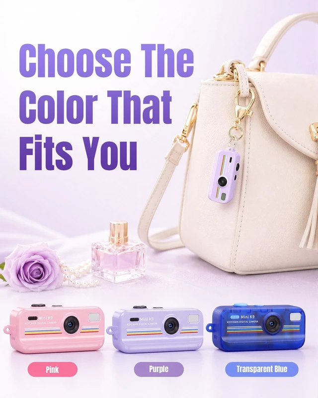 Alt view image 7 of 7 - Mini Digital Camera with Keychain, Purple Retro Aesthetic Camera with 11 Filters, Portable Pocket Camera for Teens Girls, Social Moments and Travel