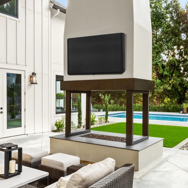 Alt view image 7 of 7 - Outdoor Waterproof TV Cover 52-55 Inch with Zipper 600D Thick Fabric All Around Protector, Waterproof and Weatherproof, 52"W x 31"H x 5"D, Black for Outside Flat Screen TV