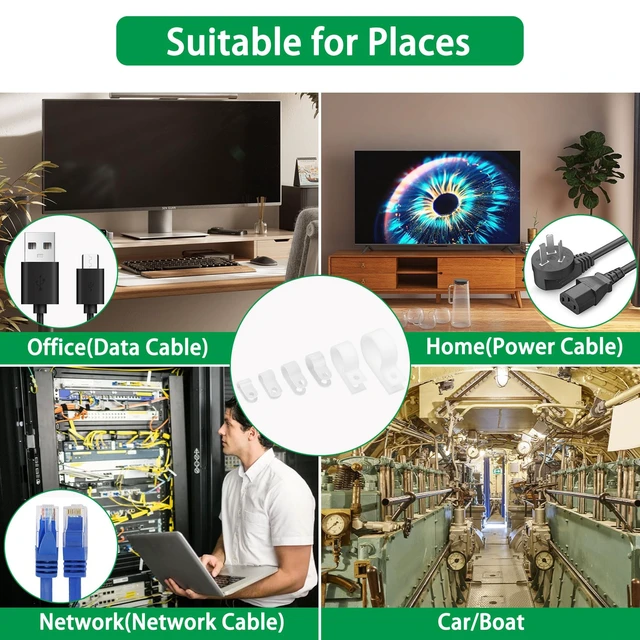 Alt view image 7 of 7 - 300 Pcs White R-Type Cable Clips, with M4 Screws Cord Organizer Good Ductility, Fireproof, 6 Sizes (3/16'' 1/4'' 3/8'' 1/2'' 3/4'' 1''), 150pcs M4 Screws, for TV/PC/AC Cables & Wires