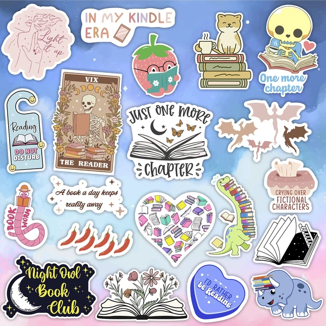 Alt view image 2 of 7 - 100 PCS Book Stickers for Kindle, Bookish Sticker Pack for IPAD, Laptop, Ebook Readers Cute Booktok Vinyl Decals Water Bottle Girls Holographic Waterproof Smut Romance (Pack of 2)