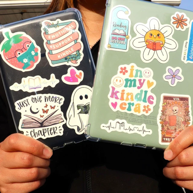 Alt view image 3 of 7 - 100 PCS Book Stickers for Kindle, Bookish Sticker Pack for IPAD, Laptop, Ebook Readers Cute Booktok Vinyl Decals Water Bottle Girls Holographic Waterproof Smut Romance (Pack of 2)
