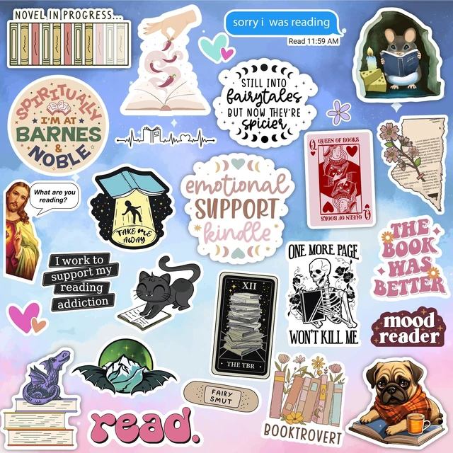 Alt view image 7 of 7 - 100 PCS Book Stickers for Kindle, Bookish Sticker Pack for IPAD, Laptop, Ebook Readers Cute Booktok Vinyl Decals Water Bottle Girls Holographic Waterproof Smut Romance (Pack of 2)