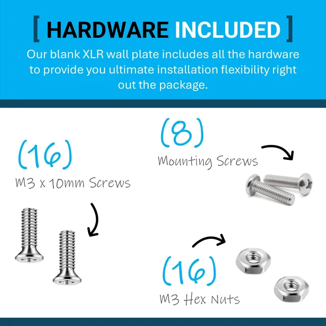 Alt view image 2 of 5 - 8 Port Stainless Steel XLR Wall Plate Blank Panel for Pro Audio Blank 8 Port XLR Wall Plate Panel for Custom Professional Audio, Studio, Theater & Conference Room Installations