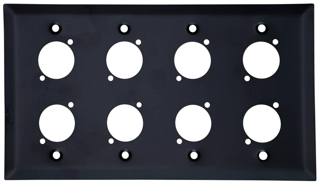 Alt view image 4 of 5 - 8 Port Black XLR Wall Plate Blank Panel for Pro Audio Blank 8 Port XLR Wall Plate Panel for Custom Professional Audio, Studio, Theater & Conference Room Installations