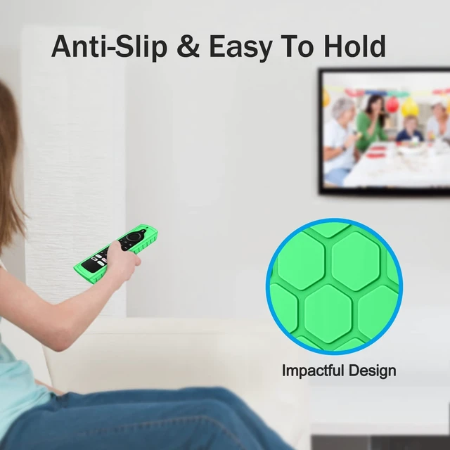 Alt view image 7 of 7 - Silicone Case for Fire TV Alexa Voice Remote Enhanced, Green Glow Fire TV Stick 4K Max (2nd Gen)/Toshiba/Insignia/Pioneer/2-Series/4-Series/Omni Remote, Shockproof Cover, Anti Slip