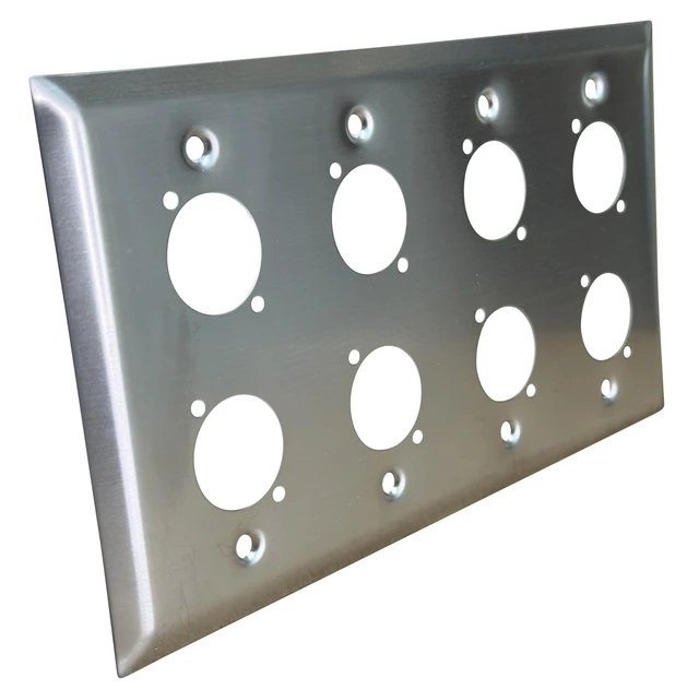 Alt view image 3 of 5 - 8 Port Stainless Steel XLR Wall Plate Blank Panel for Pro Audio Blank 8 Port XLR Wall Plate Panel for Custom Professional Audio, Studio, Theater & Conference Room Installations