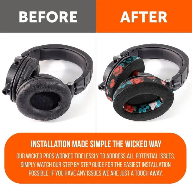 Alt view image 4 of 7 - PadZ Velour - Earpads for Audio Technica, HyperX, Arctis & More Made by Wicked Cushions Extra Thick Also fits Logitech G Pro X & 50+ Additional Models Black Floral
