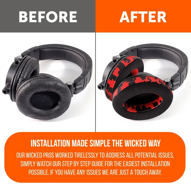 Alt view image 4 of 7 - PadZ Velour - Earpads for Audio Technica, HyperX, Arctis & More Made by Wicked Cushions Extra Thick Also fits Logitech G Pro X & 50+ Additional Models Red Camo