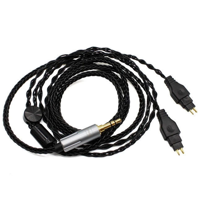 Alt view image 2 of 7 - Replacement Audio Upgrade Cable Compatible with Sennheiser HD600 HD650 HD660S HD660S2 HD580 HD58X HD6XX Headphones 3.5mm Silver Plated Braided Cord 4ft/1.2m