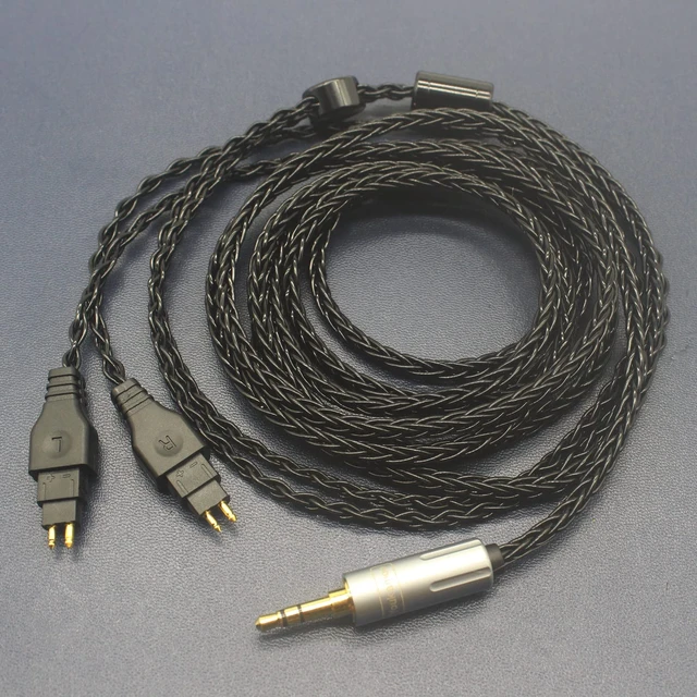 Alt view image 3 of 7 - Replacement Audio Upgrade Cable Compatible with Sennheiser HD600 HD650 HD660S HD660S2 HD580 HD58X HD6XX Headphones 3.5mm Silver Plated Braided Cord 4ft/1.2m