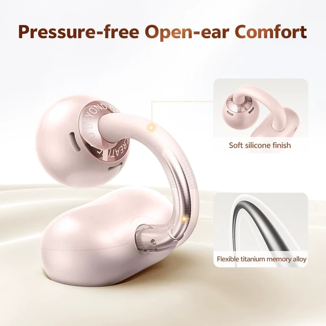 Alt view image 2 of 7 - Crossky C50 Open Ear Earbuds, Clip On Earbuds Bluetooth 6.0 Dual Connection, AI-Powered 4 Mics, Secure Fit, EQ Customized, IPX5 Waterproof