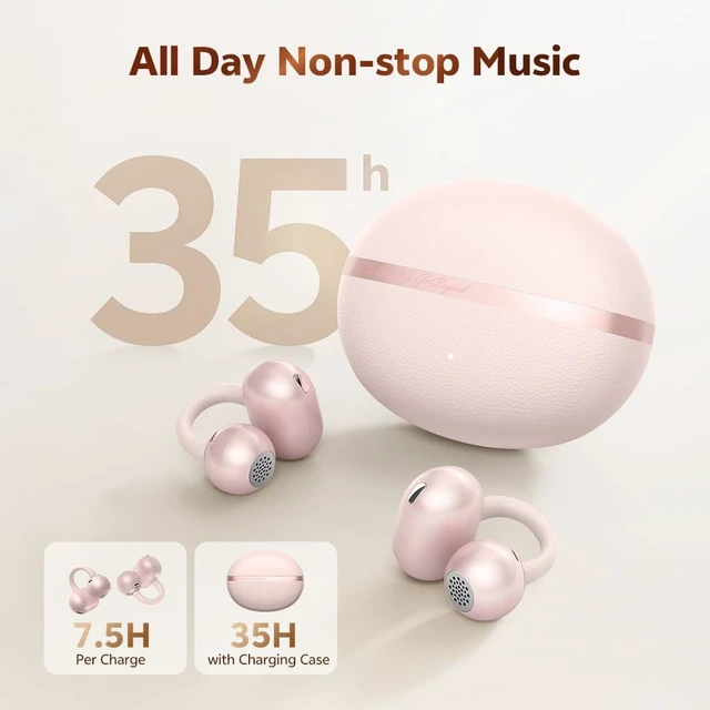 Alt view image 5 of 7 - Crossky C50 Open Ear Earbuds, Clip On Earbuds Bluetooth 6.0 Dual Connection, AI-Powered 4 Mics, Secure Fit, EQ Customized, IPX5 Waterproof