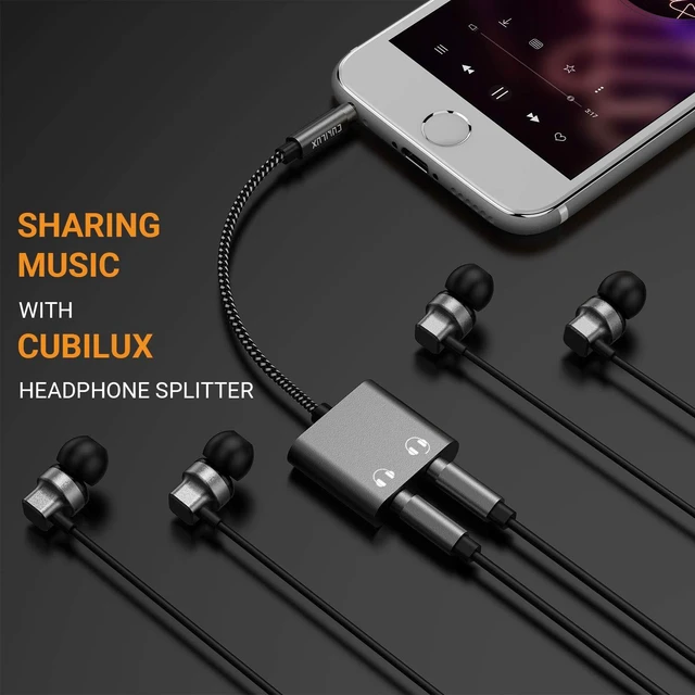 Alt view image 2 of 6 - 3.5mm Male to Dual Female Headphone Jack Splitter for Sharing Music, 2-Way 1/8 Stereo Audio Y Adapter, Compatible with MacBook iPad PC Computer Phone Laptop Tablet PS4 PS5 Xbox One/360