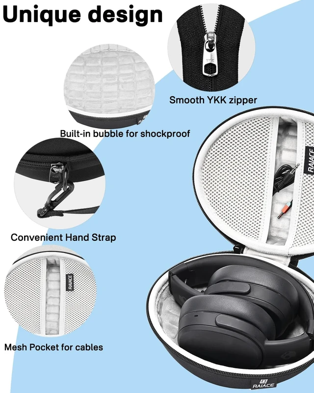 Alt view image 3 of 6 - Hard Travel Carrying Case Compatible with Skullcandy Crusher Over-Ear Headphones. (Case Only, Not Include The Device)-Black(Gray Lining)