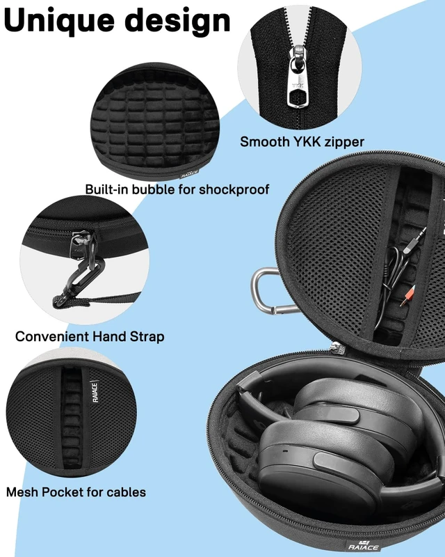 Alt view image 4 of 6 - Hard Travel Carrying Case Compatible with Skullcandy Crusher Over-Ear Headphones. (Case Only, Not Include The Device)-Black(Black Lining)