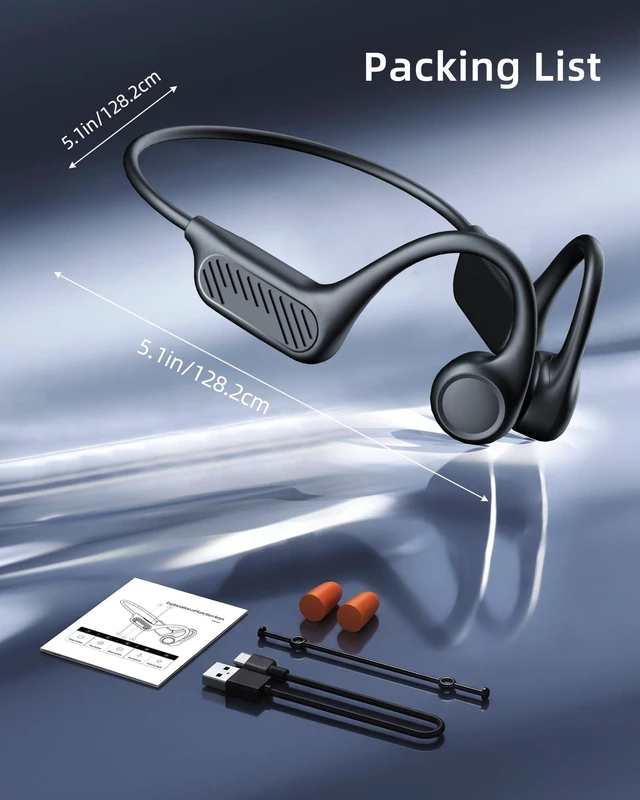Alt view image 2 of 7 - Bone Conduction Headphones, Open Ear Headphones Bluetooth 6.0, Wireless Sports Headphones with 10 Hours Playtime, Lightweight Comfort, IP54 Waterproof for Cycling, Gym, Running (Black)