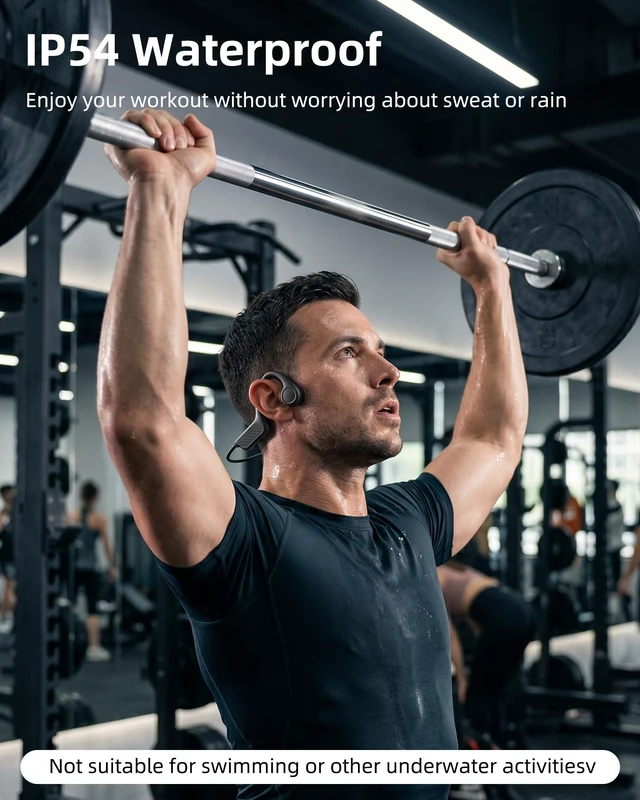 Alt view image 5 of 7 - Bone Conduction Headphones, Open Ear Headphones Bluetooth 6.0, Wireless Sports Headphones with 10 Hours Playtime, Lightweight Comfort, IP54 Waterproof for Cycling, Gym, Running (Black)