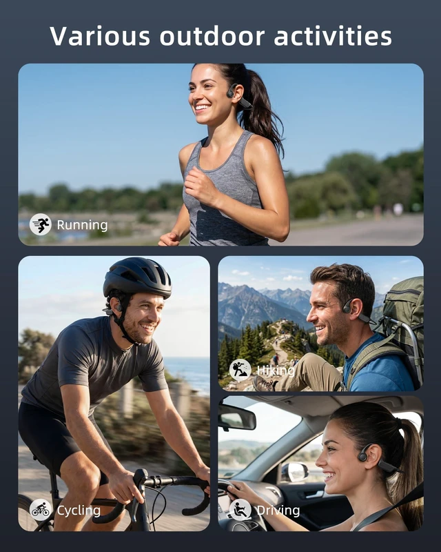 Alt view image 7 of 7 - Bone Conduction Headphones, Open Ear Headphones Bluetooth 6.0, Wireless Sports Headphones with 10 Hours Playtime, Lightweight Comfort, IP54 Waterproof for Cycling, Gym, Running (Black)
