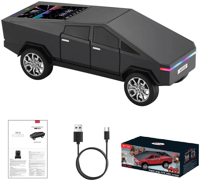 Main image of WS-580 Cyberpunk Truck Bluetooth Speaker with Display (Black) Cyberpunk Truck Design, Display Screen & LED Lights, TWS Stereo & FM Radio, USB/TF Playback, Built-In Mic