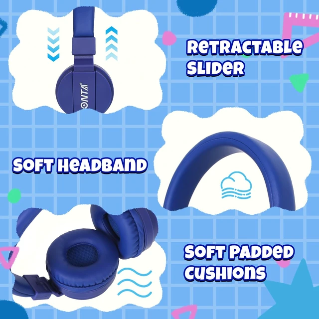 Alt view image 6 of 7 - Kids Headphones for Boys Girls - Child Student Headset Wired Toddler Earphones School Teen on Ear for Ipad Computer Smart Phone Fire Tablet Laptop Plane Travel Game, Dark Blue