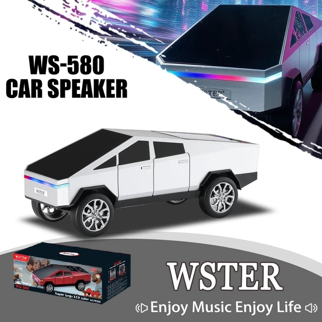 Alt view image 3 of 7 - WS-580 Cyberpunk Truck Bluetooth Speaker with Display (Silver) Cyberpunk Truck Design, Display Screen & LED Lights, TWS Stereo & FM Radio, USB/TF Playback, Built-In Mic