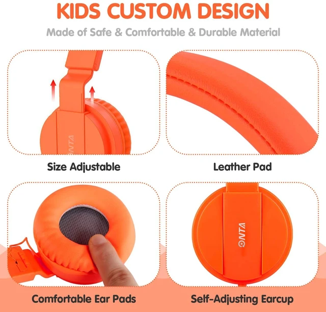 Alt view image 3 of 7 - Kids Headphones for Boys Girls - Child Student Headset Wired plug Toddler Earphones School Teen on Ear for Ipad Computer Smart phone Fire Tablet Laptop Plane Travel Game,orange