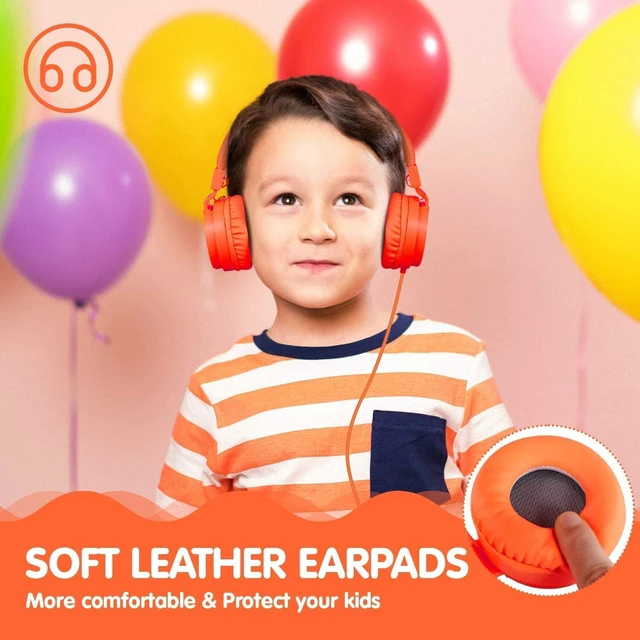 Alt view image 2 of 7 - Kids Headphones for Boys Girls - Child Student Headset Wired plug Toddler Earphones School Teen on Ear for Ipad Computer Smart phone Fire Tablet Laptop Plane Travel Game,orange