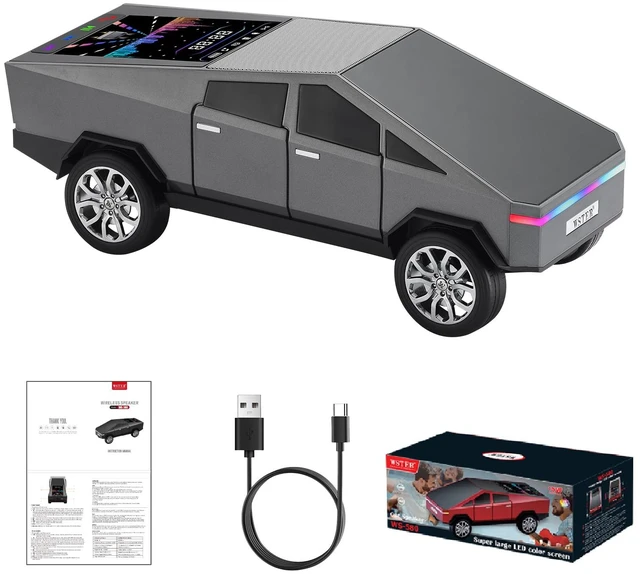 Main image of WS-580 Cyberpunk Truck Bluetooth Speaker with Display (Gray) Cyberpunk Truck Design, Display Screen & LED Lights, TWS Stereo & FM Radio, USB/TF Playback, Built-In Mic