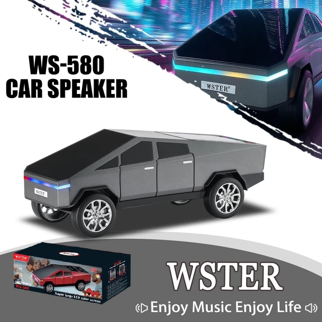 Alt view image 3 of 7 - WS-580 Cyberpunk Truck Bluetooth Speaker with Display (Gray) Cyberpunk Truck Design, Display Screen & LED Lights, TWS Stereo & FM Radio, USB/TF Playback, Built-In Mic