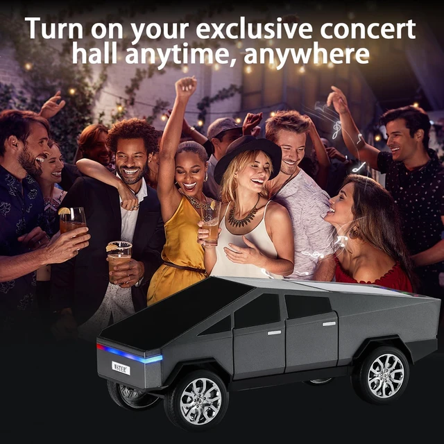 Alt view image 7 of 7 - WS-580 Cyberpunk Truck Bluetooth Speaker with Display (Gray) Cyberpunk Truck Design, Display Screen & LED Lights, TWS Stereo & FM Radio, USB/TF Playback, Built-In Mic