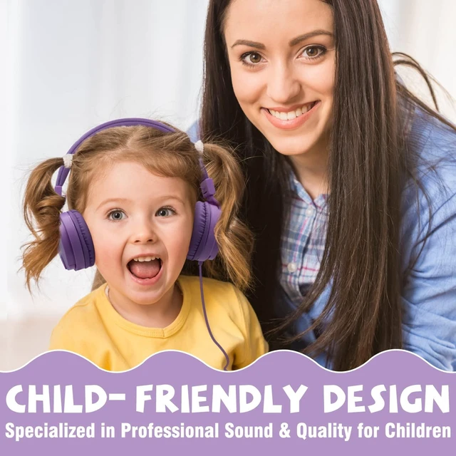 Alt view image 5 of 7 - ® Foldable on Ear Headphones for Children, Adjustable Lightweight Earphones for Phones/iPhone/Tablets/iPad/PC/MP3/MP4 (Purple)