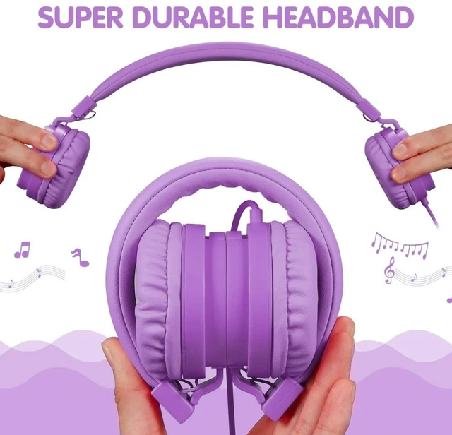 Alt view image 6 of 7 - ® Foldable on Ear Headphones for Children, Adjustable Lightweight Earphones for Phones/iPhone/Tablets/iPad/PC/MP3/MP4 (Purple)
