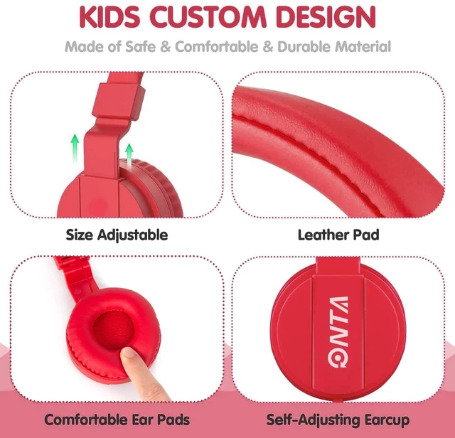 Alt view image 3 of 7 - Kids Headphones for Boys Girls - Child Student Headset Wired Plug Toddler Earphones School Teen on Ear for Ipad Computer Smart Phone Fire Tablet Laptop Plane Travel Game (red)