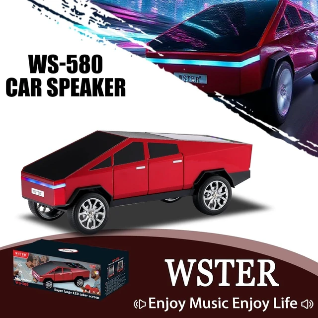 Alt view image 3 of 7 - WS-580 Cyberpunk Truck Bluetooth Speaker with Display (Red) Cyberpunk Truck Design, Display Screen & LED Lights, TWS Stereo & FM Radio, USB/TF Playback, Built-In Mic