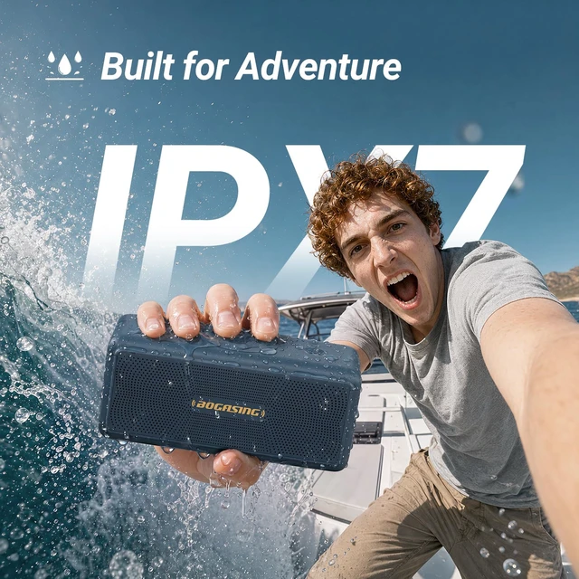 Alt view image 3 of 7 - M5 Portable Bluetooth Speaker with 40W Immersive Stereo Sound Dual Opposing Drivers, Punchy Bass, IPX7 Waterproof, Up to 30H Playtime, EQ, TF Card, AUX & USB Drive Playback