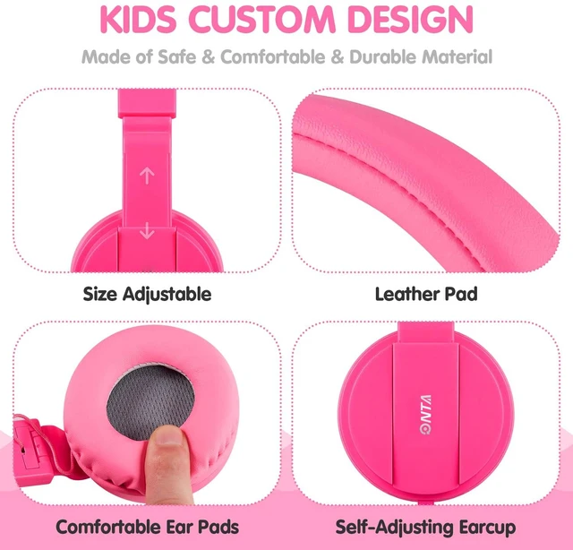 Alt view image 3 of 7 - Kids Headphones for Boys Girls - Child Student Headset Wired Plug Toddler Earphones School Teen on Ear for Ipad Computer Smart Phone Fire Tablet Laptop Plane Travel Game, Pink