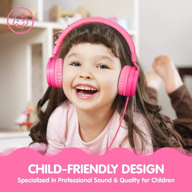 Alt view image 4 of 7 - Kids Headphones for Boys Girls - Child Student Headset Wired Plug Toddler Earphones School Teen on Ear for Ipad Computer Smart Phone Fire Tablet Laptop Plane Travel Game, Pink