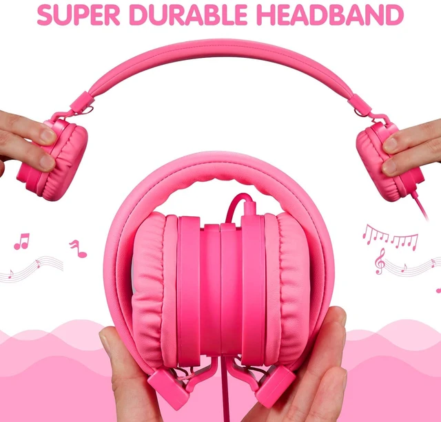 Alt view image 5 of 7 - Kids Headphones for Boys Girls - Child Student Headset Wired Plug Toddler Earphones School Teen on Ear for Ipad Computer Smart Phone Fire Tablet Laptop Plane Travel Game, Pink