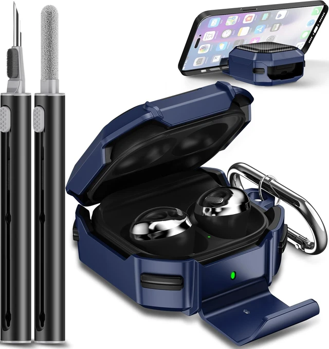 Main image of with Lock Carbon Fiber Cases for Samsung Galaxy Buds FE Case (2023) / Galaxy Buds 2 Pro Case 2022/ Bud Pro 2021 /Bud 2 2021/ Bud Live 2020 with Phone Stand and Keychain-Blue