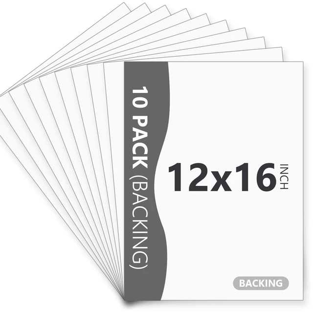 Main image of 10 Pack White Backing Board, 12x16 Uncut Picture Frame Mat Boards Acid Free Matte Backerboards for Pictures, Photos, and Prints