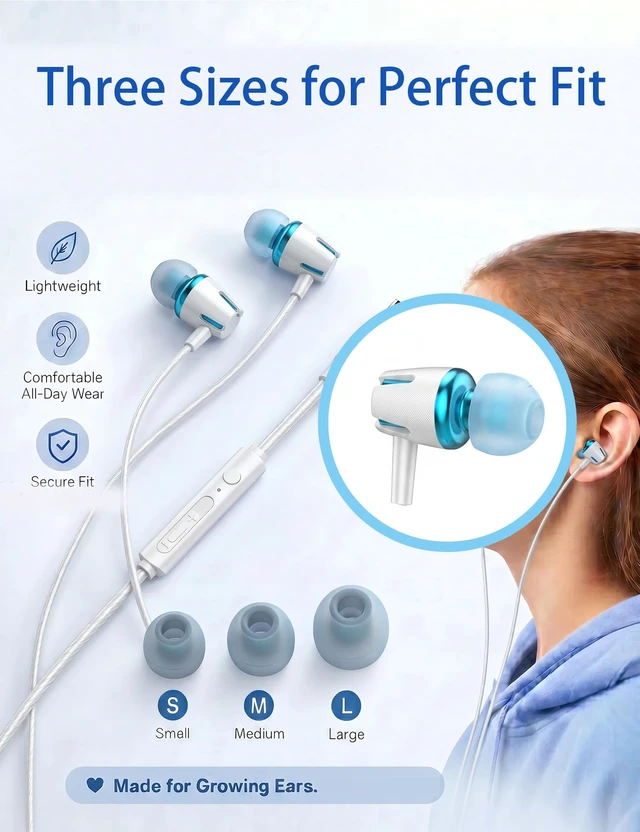 Alt view image 6 of 7 - 2-Pack Teens Wired Earbuds with Cases, 3.5mm School Headphones,Starry Beach 2-Pack Teens Wired Student Earbuds with Carabiner Clips to Attach on School Backpacks, Aesthetic Cases & Eartips