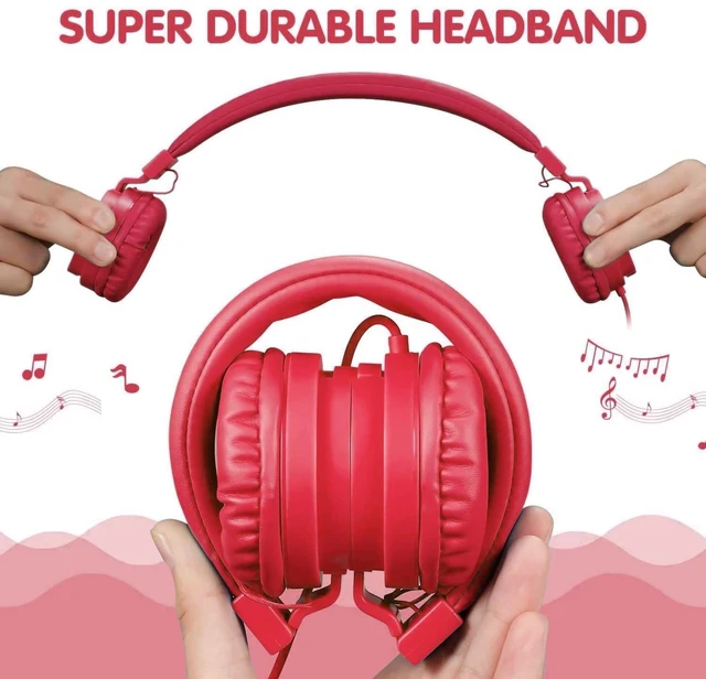 Alt view image 6 of 7 - Kids Headphones for Boys Girls - Child Student Headset Wired Plug Toddler Earphones School Teen on Ear for Ipad Computer Smart Phone Fire Tablet Laptop Plane Travel Game (red)