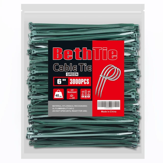 Main image of 6 Inch Dark Green Zip Ties 3000 Pcs, 40 LBS Cable Ties Self-Locking Ties UV Resistant, Wire Ties for Indoor and Outdoor Use