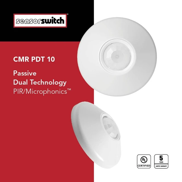 Alt view image 4 of 7 - SensorSwitch Ceiling Motion, PDT Passive Dual Technology Passive Infrared PIR and Microphonics Occupancy, 360° Large Motion Detection, Indoor Use, Line Voltage, Extended Range