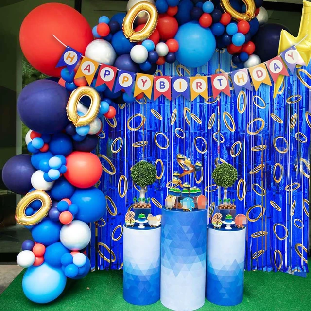 Alt view image 3 of 7 - Cartoon Hedgehog Birthday Party Decoration, Including 2 Pack Ring Pattern Streamers, 21pcs Balloons & 1pcs Birthday Banner for Cartoon Hedgehog Themed Party Supplies