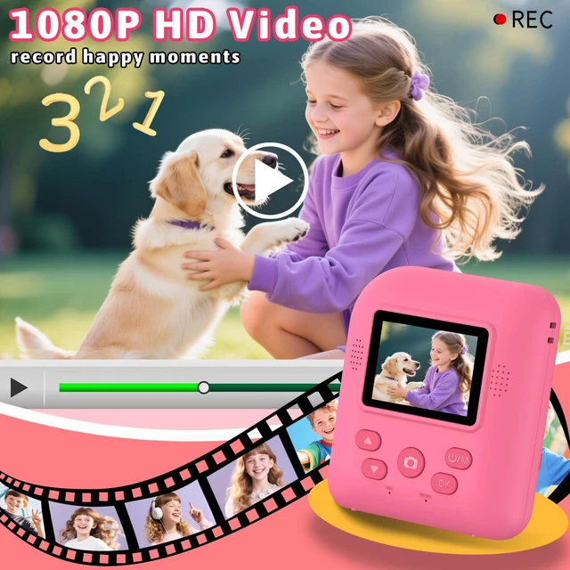 Alt view image 3 of 7 - Kids Instant Print Camera Toys,1080P HD Toddler Digital Video Camera,Christmas Birthday Gifts for Girls Boys Age 3-12 Year Old - TF Card Included (Red)