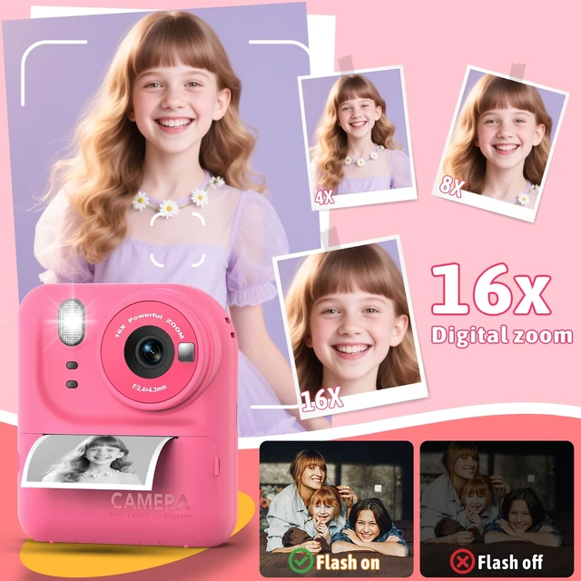Alt view image 7 of 7 - Kids Instant Print Camera Toys,1080P HD Toddler Digital Video Camera,Christmas Birthday Gifts for Girls Boys Age 3-12 Year Old - TF Card Included (Red)