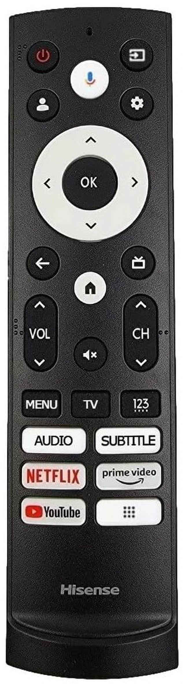 Main image of OEM Replacement Remote Control for All Hisense UHD 4K ULED Smart Google TVs with Voice Control (Audio/Subtitle/Netflix/Prime Video/YouTube/Menu)
